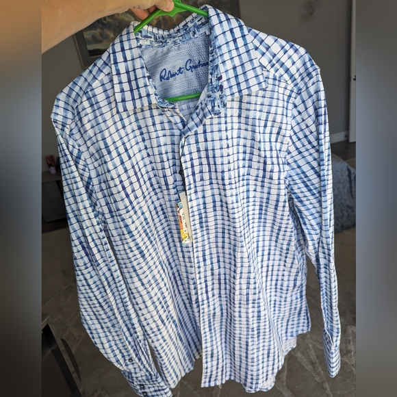 Robert Graham Blue Patterned mens shirt - large - Picture 1 of 5